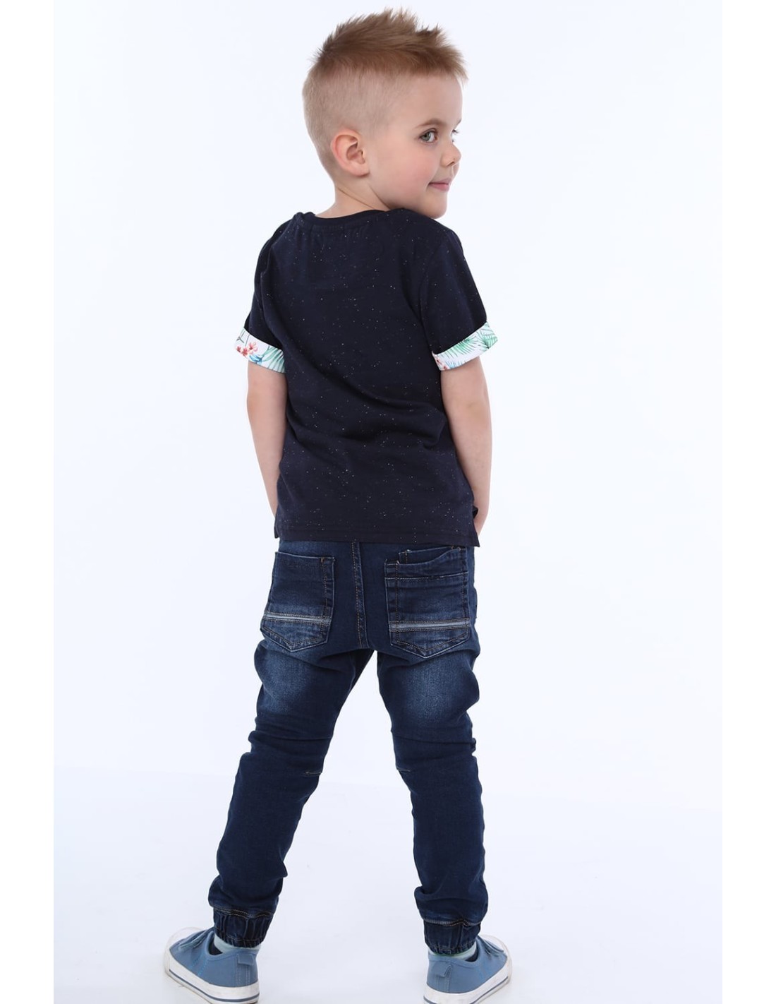 Boys\' jeans with elastic bands on legs NDZ211 - Online store - Boutique